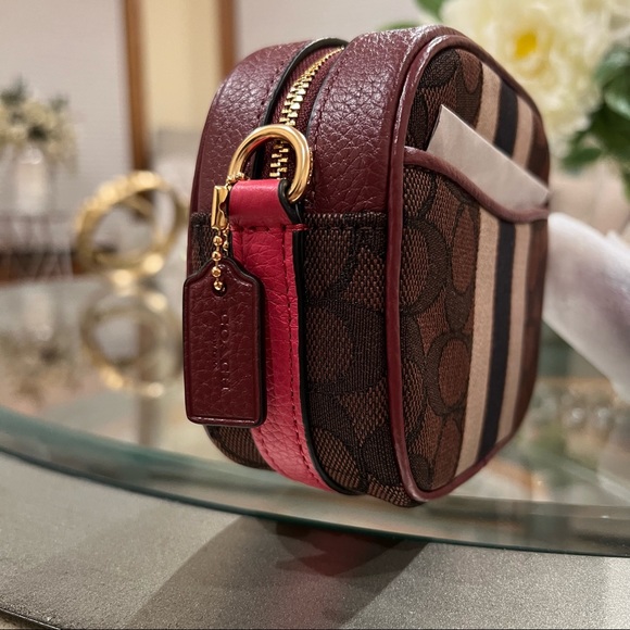 Coach Mini Dempsey Camera Bag In Signature Jacquard With Stripe And Coach Patch - Picture 10 of 11